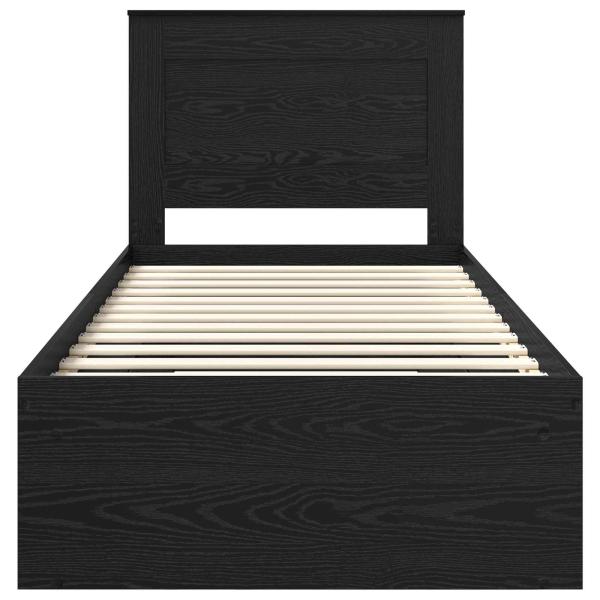 Bettrahmen Schwarz 90 x 200 cm Massives Kiefernholz