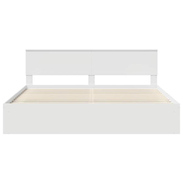 ARDEBO.de - Bettrahmen mit Kopfteil Weiß 200 x 200 cm Massives Kiefernholz