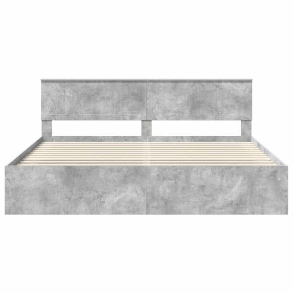 Bettrahmen mit Kopfteil Beton 200 x 200 cm Massives Kiefernholz