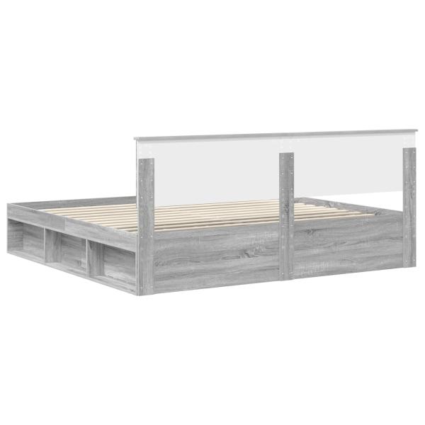 Bettrahmen Graues Sonoma 200 x 200 cm Massives Kiefernholz