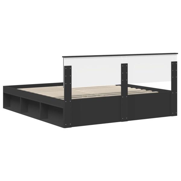 Bettrahmen Schwarz 180 x 200 cm Massives Kiefernholz