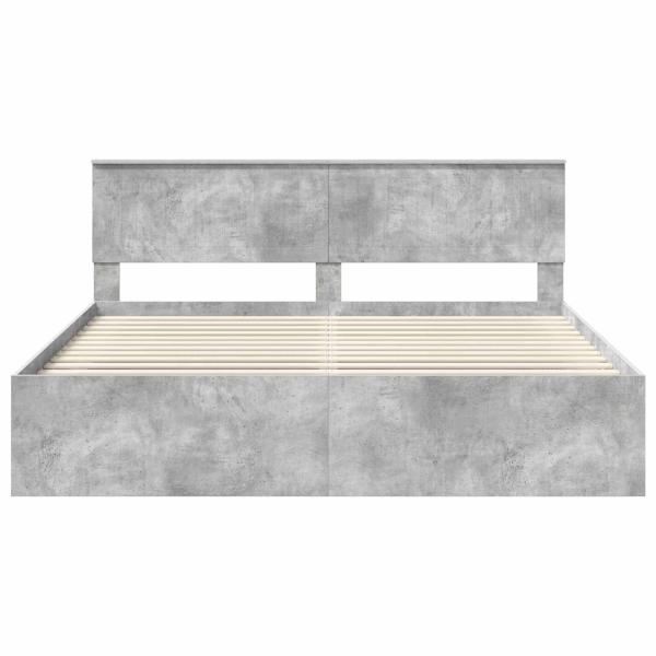 Bettrahmen mit Kopfteil Beton 180 x 200 cm Massives Kiefernholz