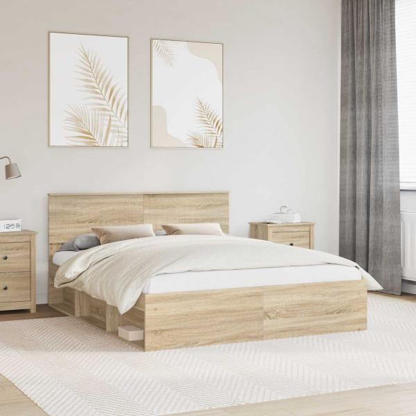 ARDEBO.de - Bettrahmen Sonoma 160 x 200 cm Massives Kiefernholz