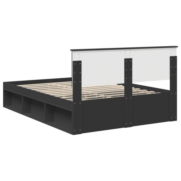 Bettrahmen Schwarz 135 x 190 cm Massives Kiefernholz