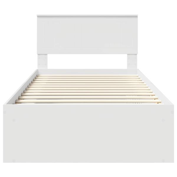 Bettrahmen mit Kopfteil Weiß 100 x 200 cm Massives Kiefernholz