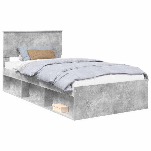 Bettrahmen Beton Grau 100 x 200 cm Massives Kiefernholz