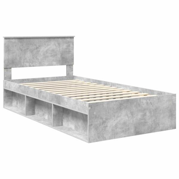 Bettrahmen Beton Grau 100 x 200 cm Massives Kiefernholz
