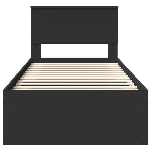 Bettrahmen Schwarz 90 x 200 cm Massives Kiefernholz