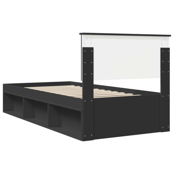 Bettrahmen Schwarz 90 x 200 cm Massives Kiefernholz