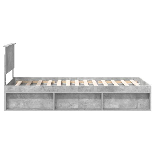 Bettrahmen mit Kopfteil Beton 90 x 200 cm Massives Kiefernholz