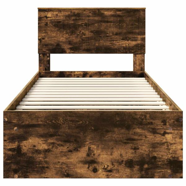 Bettrahmen Geräucherte Eiche 90 x 200 cm Massives Kiefernholz