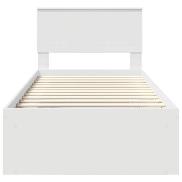 Bettrahmen mit Kopfteil Weiß 90 x 190 cm Massives Kiefernholz