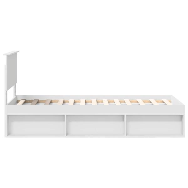 Bettrahmen mit Kopfteil Weiß 75 x 190 cm Massives Kiefernholz