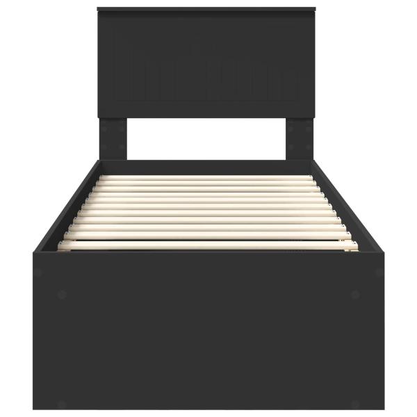 Bettrahmen Schwarz 75 x 190 cm Massives Kiefernholz