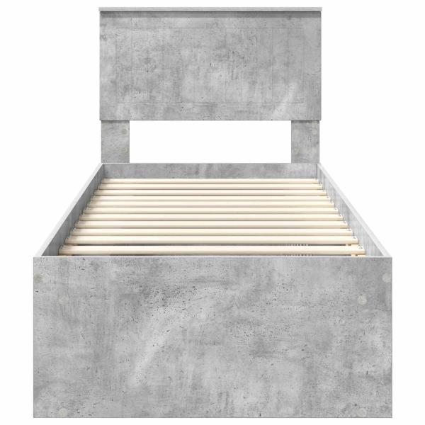 Bettrahmen Beton Grau 75 x 190 cm Massives Kiefernholz