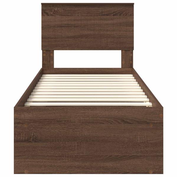 Bettrahmen Braun Eichen-Optik 75 x 190 cm Massives Kiefernholz