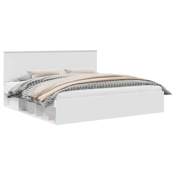 Bettrahmen mit Kopfteil Weiß 200 x 200 cm Massives Kiefernholz