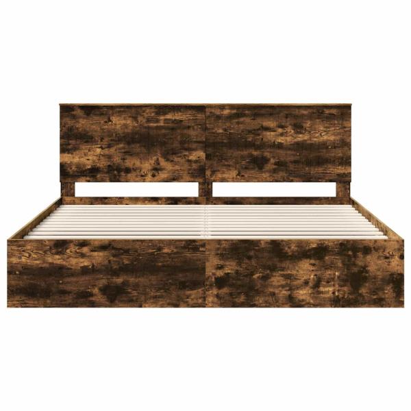 Bettrahmen Geräucherte Eiche 200 x 200 cm Massives Kiefernholz