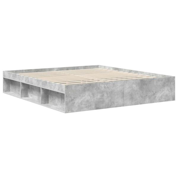 Bettrahmen mit Kopfteil Beton 180 x 200 cm Massives Kiefernholz
