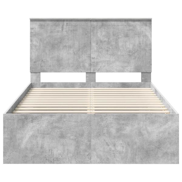 ARDEBO.de - Bettrahmen mit Kopfteil Beton 120 x 200 cm Massives Kiefernholz