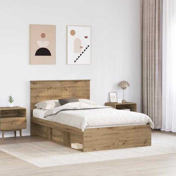Bettrahmen mit Kopfteil Kunsthandwerk Eiche 120 x 200 cm