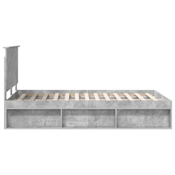 ARDEBO.de - Bettrahmen mit Kopfteil Beton 120 x 190 cm Massives Kiefernholz