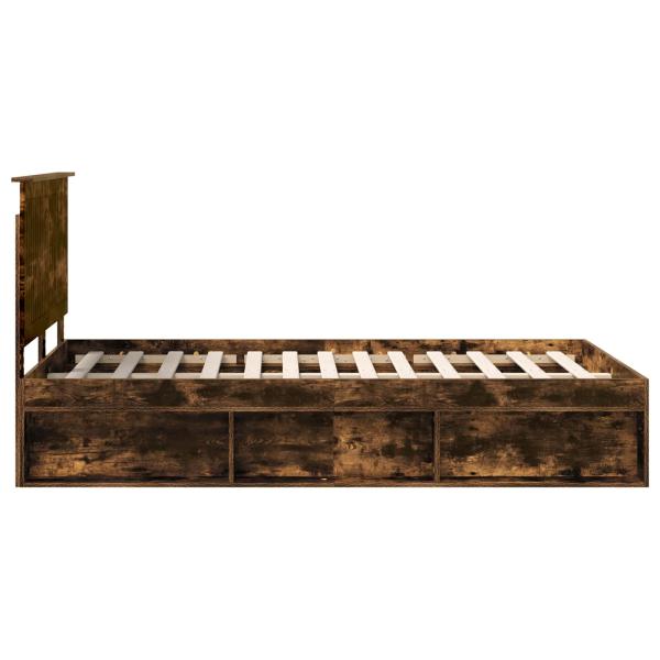 Bettrahmen Geräucherte Eiche 120 x 190 cm Massives Kiefernholz