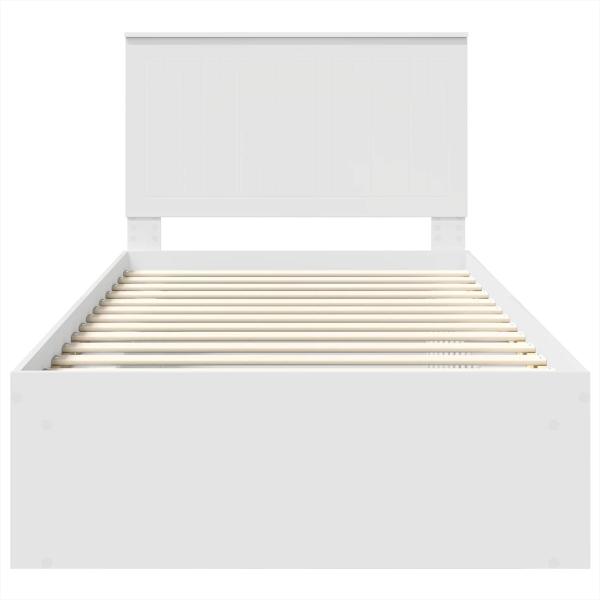 Bettrahmen mit Kopfteil Weiß 100 x 200 cm Massives Kiefernholz