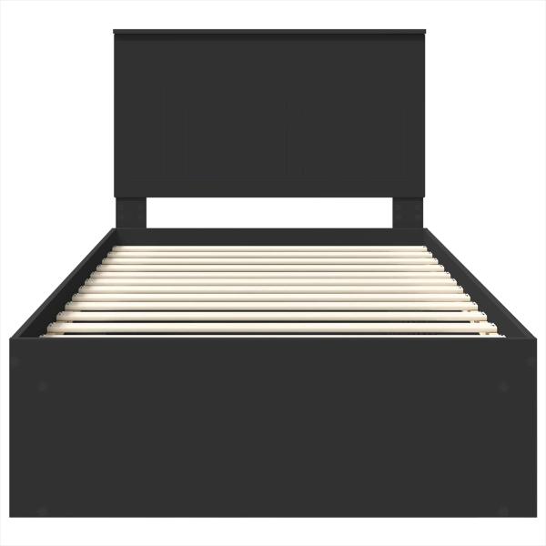 Bettrahmen Schwarz 100 x 200 cm Massives Kiefernholz