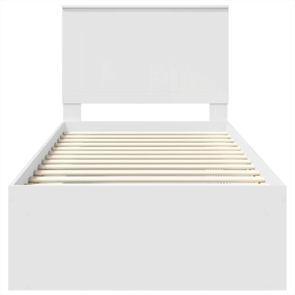 Bettrahmen mit Kopfteil Weiß 90 x 190 cm Massives Kiefernholz