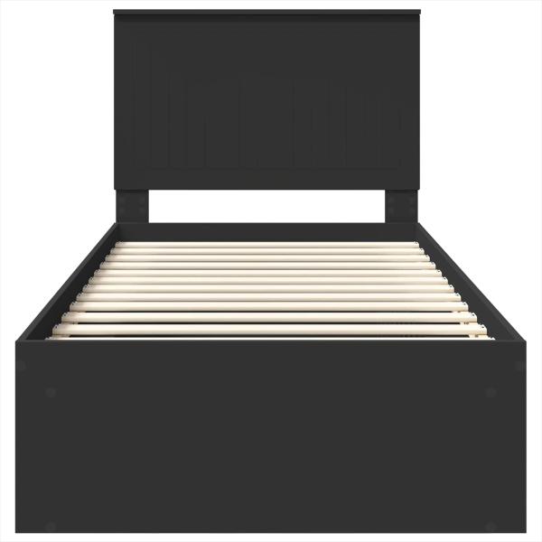 Bettrahmen Schwarz 90 x 190 cm Massives Kiefernholz