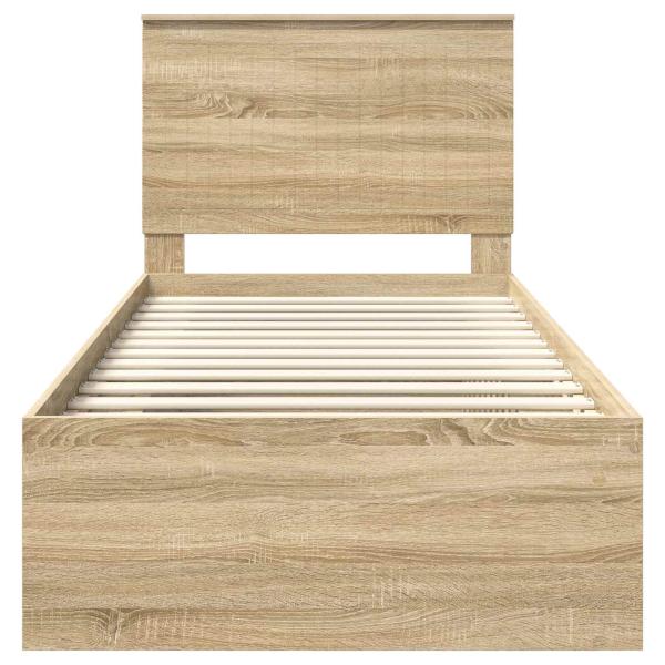 Bettrahmen mit Kopfteil Sonoma 90 x 190 cm Massives Kiefernholz