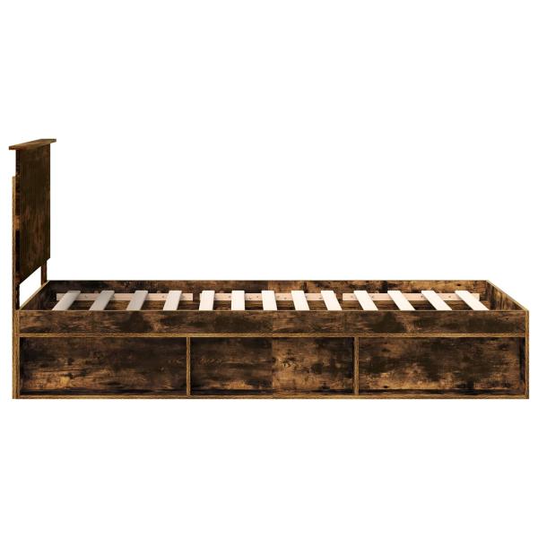 Bettrahmen Geräucherte Eiche 90 x 190 cm Massives Kiefernholz