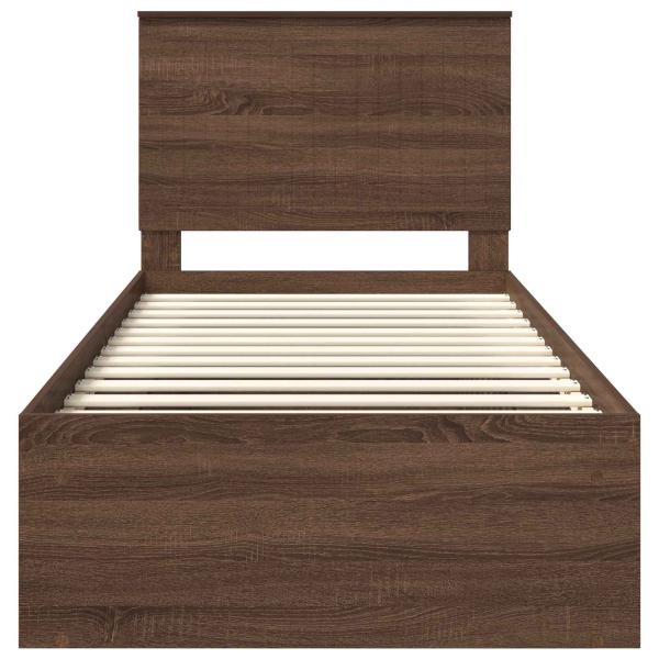 Bettrahmen Braun Eichen-Optik 90 x 190 cm Massives Kiefernholz