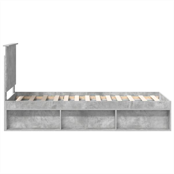 Bettrahmen Beton Grau 75 x 190 cm Massives Kiefernholz