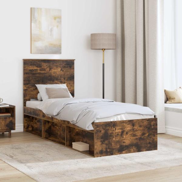 Bettrahmen Räuchereiche 75 x 190 cm Massives Kiefernholz