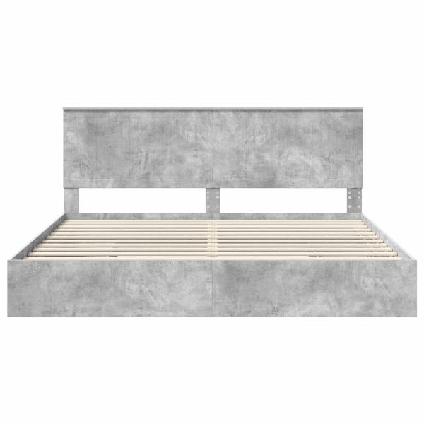 Aufbewahrungsbett Beton Grau 200 x 200 cm Holzwerkstoff