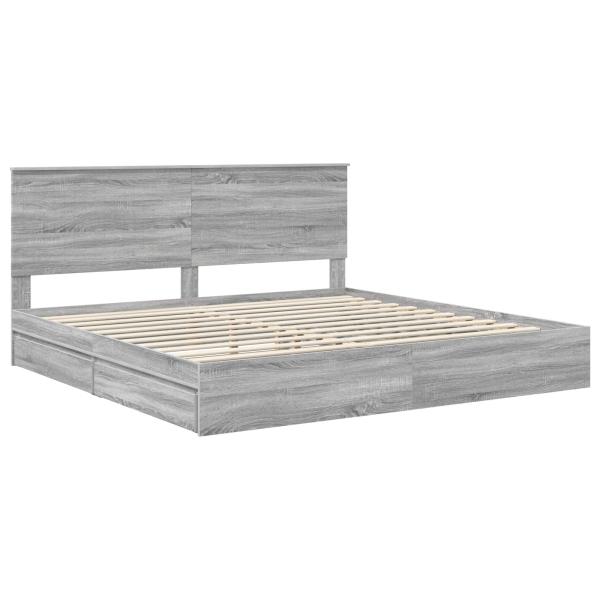 ARDEBO.de - Aufbewahrungsbett Graues Sonoma 200 x 200 cm Holzwerkstoff
