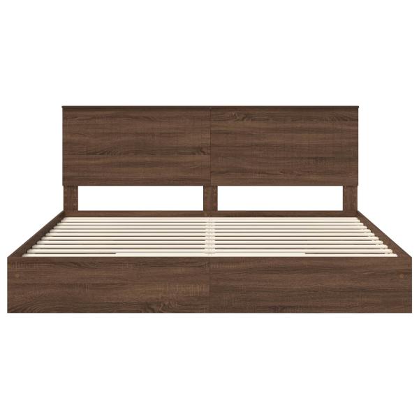 Aufbewahrungsbett Braun Eichen-Optik 200 x 200 cm Holzwerkstoff