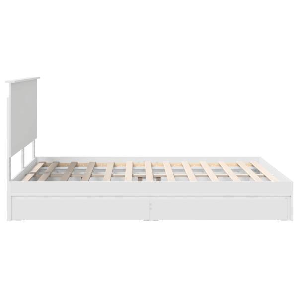Aufbewahrungsbett mit Kopfteil Weiß 150 x 200 cm Holzwerkstoff