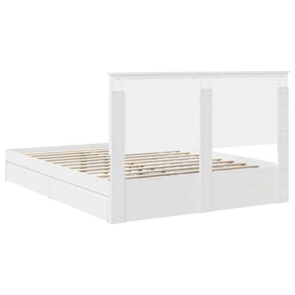 Aufbewahrungsbett mit Kopfteil Weiß 150 x 200 cm Holzwerkstoff