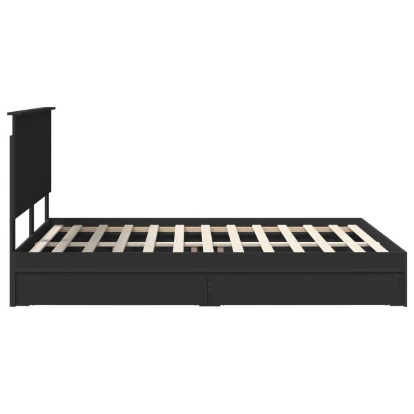 Aufbewahrungsbett Schwarz 150 x 200 cm Holzwerkstoff