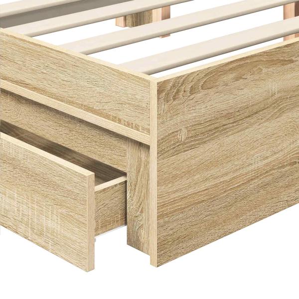 ARDEBO.de - Aufbewahrungsbett Sonoma-Eiche 150 x 200 cm Holzwerkstoff