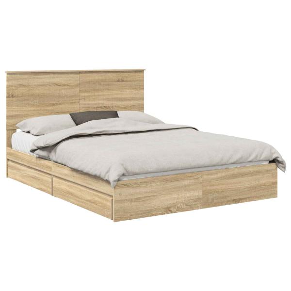 Aufbewahrungsbett Sonoma-Eiche 150 x 200 cm Holzwerkstoff