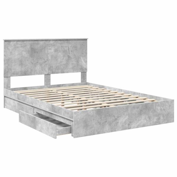 Aufbewahrungsbett Beton Grau 135 x 190 cm Holzwerkstoff