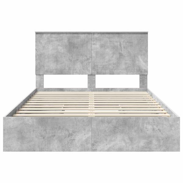 Aufbewahrungsbett Beton Grau 135 x 190 cm Holzwerkstoff