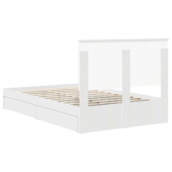 Aufbewahrungsbett mit Kopfteil Weiß 120 x 190 cm Holzwerkstoff