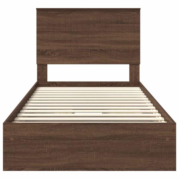 Aufbewahrungsbett Braun Eichen-Optik 100 x 200 cm Holzwerkstoff