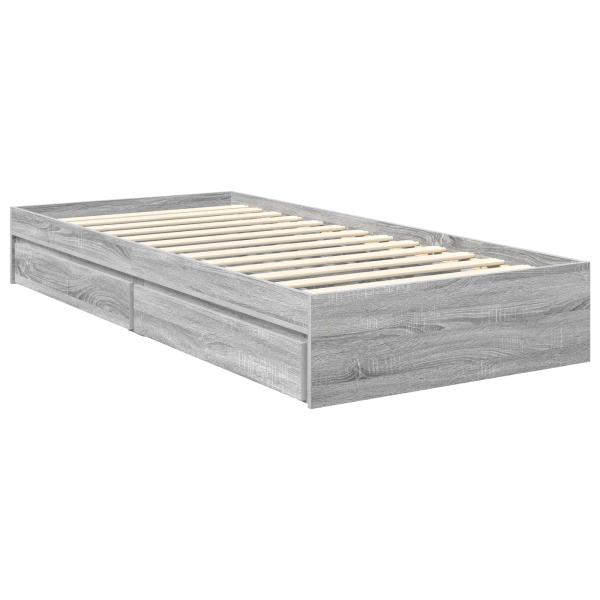 ARDEBO.de - Aufbewahrungsbett Graues Sonoma 90 x 200 cm Holzwerkstoff