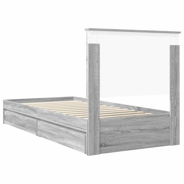 Aufbewahrungsbett Graues Sonoma 90 x 200 cm Holzwerkstoff